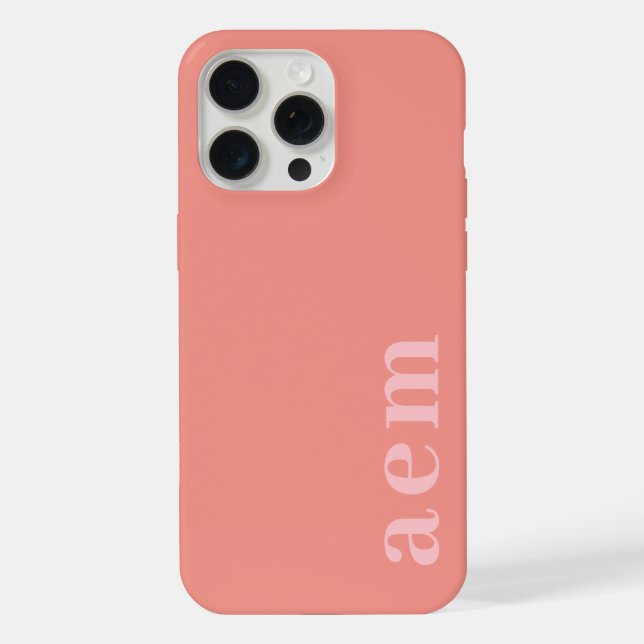 Side Monogram Initials Pink Minimalist iPhone Case (Back)
