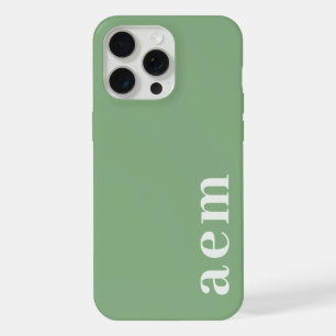 Side Monogram Initials Sage Green Minimalist iPhone 15 Pro Max Case