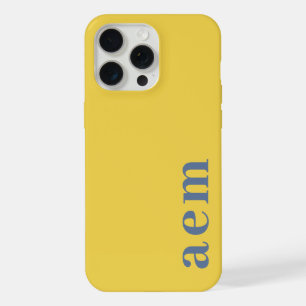 Side Monogram Initials Yellow & Blue Minimalist iPhone 15 Pro Max Case