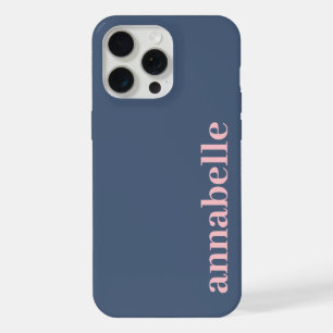 Side Monogram Name Blue & Pink Minimalist iPhone 15 Pro Max Case