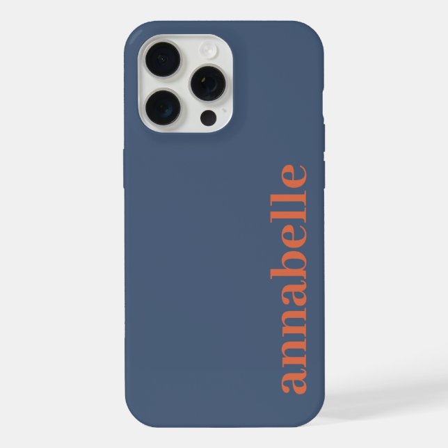 Side Monogram Name Blue & Red Minimalist iPhone Case (Back)