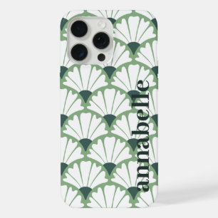 Side Monogram Name Green Vintage Pattern iPhone 15 Pro Max Case