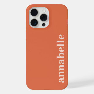 Side Monogram Name Orange Minimalist iPhone 15 Pro Max Case