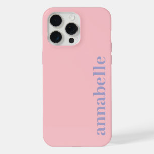 Side Monogram Name Pink & Blue Minimalist iPhone 15 Pro Max Case