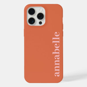 Side Monogram Name Pink & Red Minimalist iPhone 15 Pro Max Case