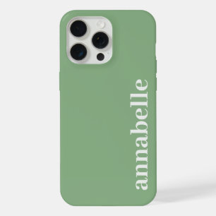 Side Monogram Name Sage Green Minimalist iPhone 15 Pro Max Case