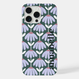 Side Monogram Name Sea Green Vintage Floral iPhone 15 Pro Max Case