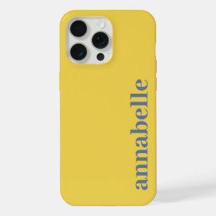 Side Monogram Name Yellow & Blue Minimalist iPhone 15 Pro Max Case