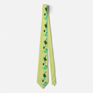 Side print floral and butterfly  tie