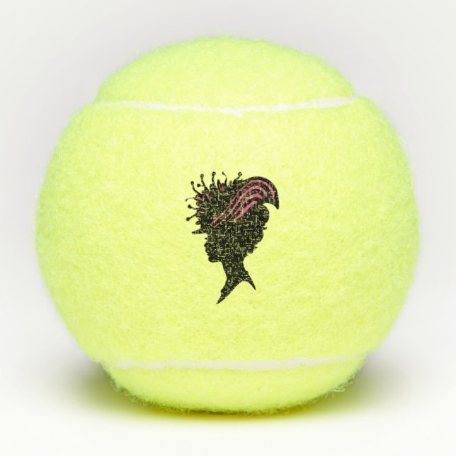 Side Profile Bust of Victorian Lady Pink Hat Tennis Balls (Front)