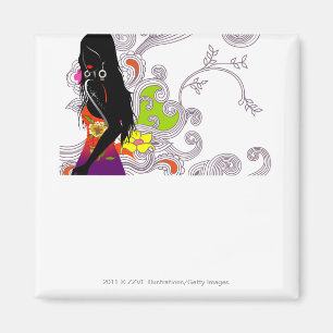 Side profile of a woman posing magnet