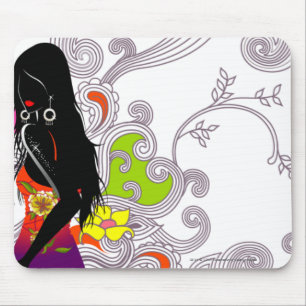 Side profile of a woman posing mouse pad