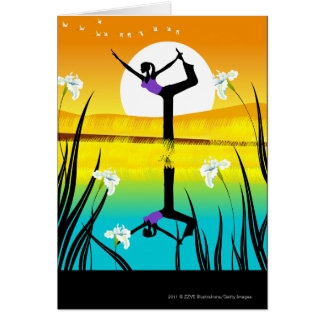 Side profile of a woman practicing yoga