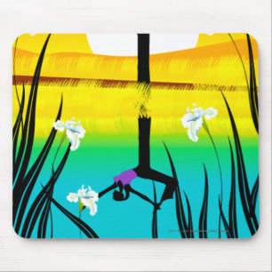 Side profile of a woman practicing yoga mouse pad