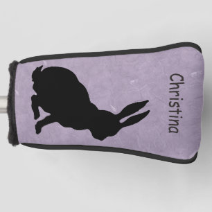 Side Profile Sitting Black Silhouette Rabbit Golf Head Cover