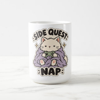 Side Quest Nap Sleepy Gamer Cat Coffee Mug