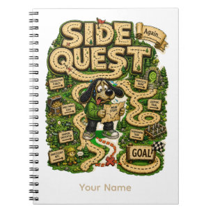 Side Quest Personalised Funny Gamer T-Shirt Notebook