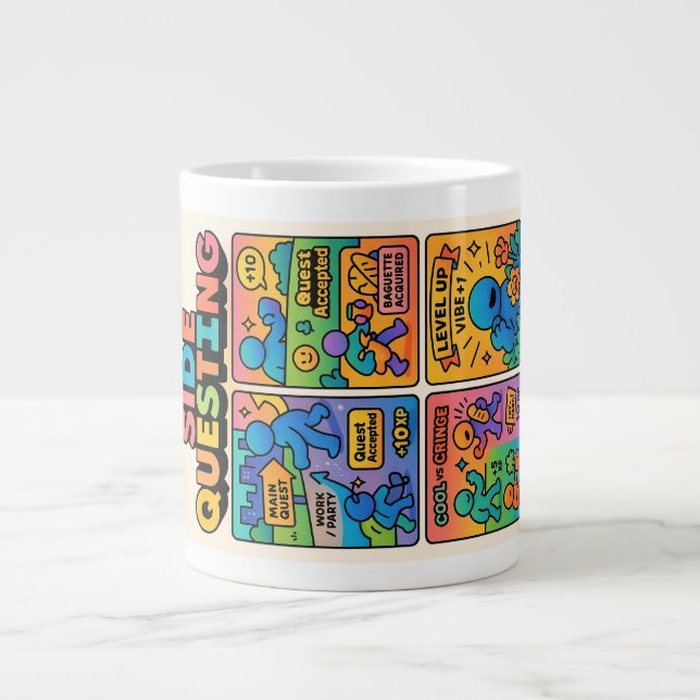 Side Questing (Sideways) Large Coffee Mug (Front)