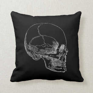Side Skull (Poor Yorick) white Cushion