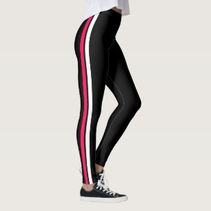 Side Stripe Black Leggings - Choose Your Colours