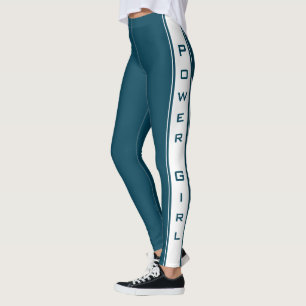 Side Stripe Leggings Twith Text Power Girl
