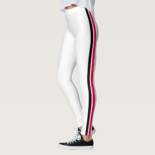 Side Stripe White Leggings - Choose Your Colours