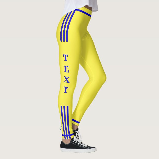 Side Stripe Yellow Leggings Custom Text and Colour (Right)