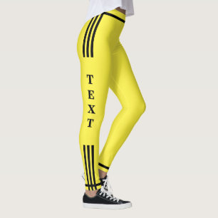 Side Stripe Yellow Leggings Your Text and Colours