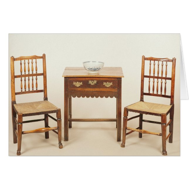 Side table and pair of spindle back chairs (Front Horizontal)