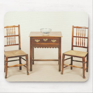 Side table and pair of spindle back chairs mouse pad