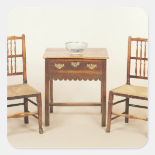 Side table and pair of spindle back chairs square sticker