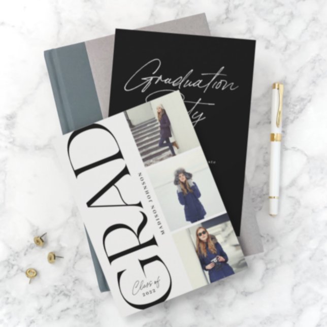 Side Typography Graduation 2022 3 Photo  Party Invitation (Creator Uploaded)