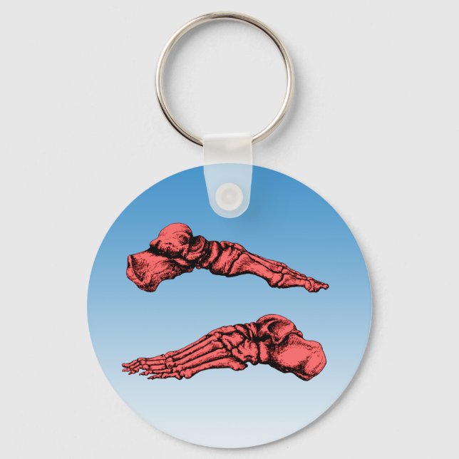 Side view of bones of the feet - red key ring (Front)