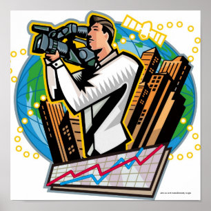 Side view of man shooting poster