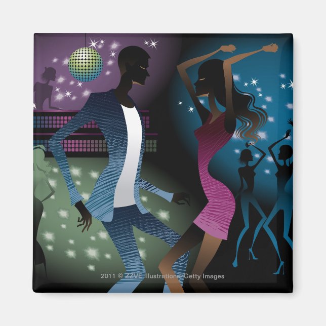 Side view of people dancing by microphone magnet (Front)