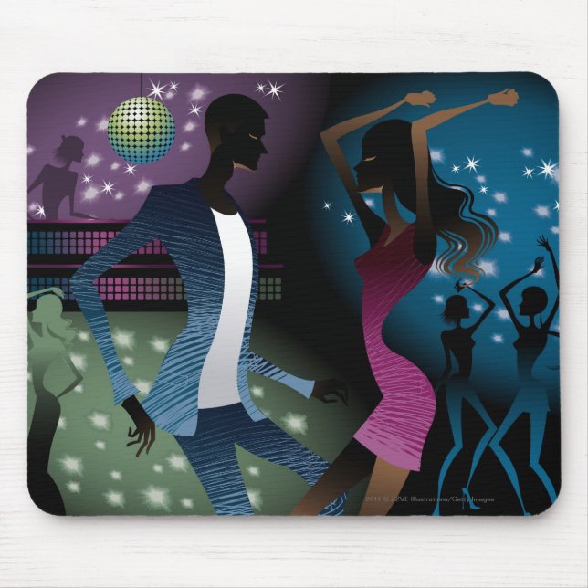 Side view of people dancing by microphone mouse pad (Front)