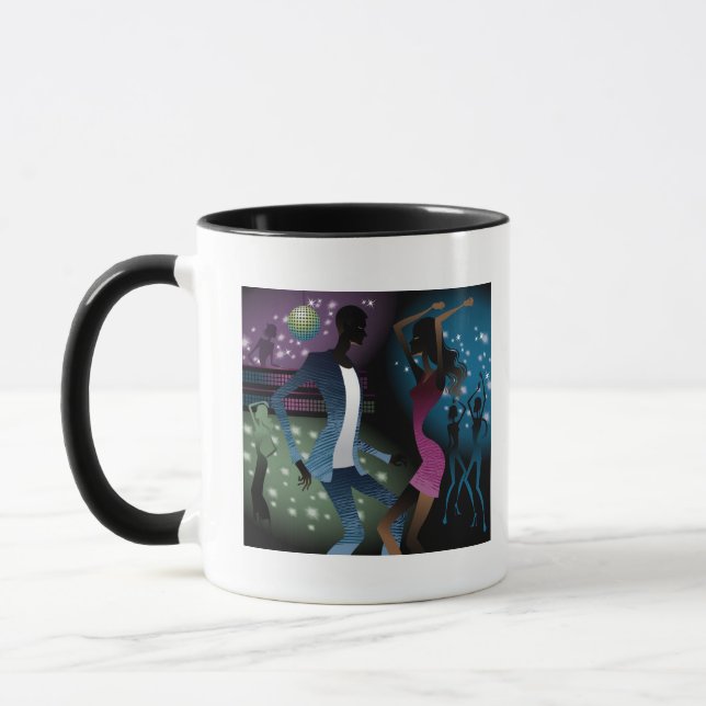 Side view of people dancing by microphone mug (Left)