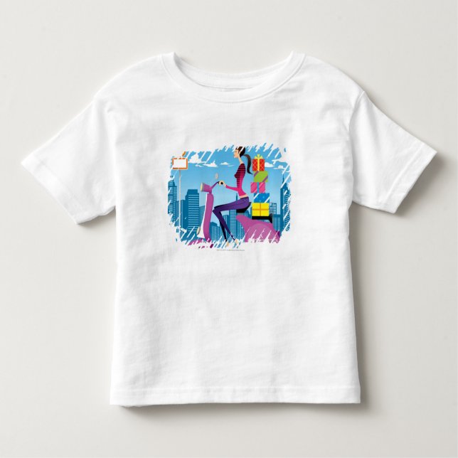Side view of woman with gifts on scooter toddler T-Shirt (Front)