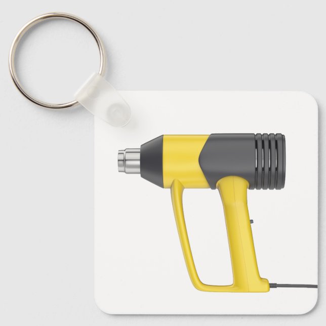Side view of yellow electric heat gun key ring (Front)