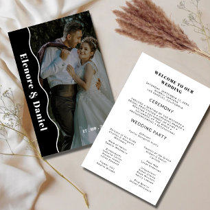 Side Wave   Black White   Photo Wedding Program