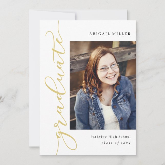 Side Writing Editable Colour Graduation Invitation (Front)