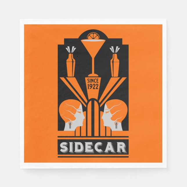 Sidecar Cocktail Art Deco Napkin (Front)