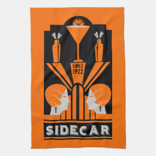 Sidecar Cocktail Art Deco Tea Towel