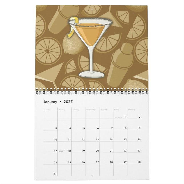 Sidecar cocktail calendar (Jan 2027)