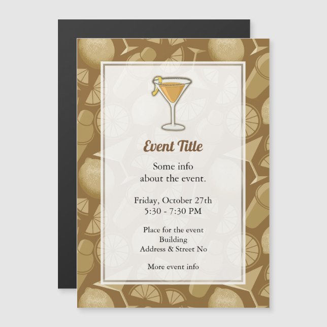 Sidecar Cocktail Magnetic Invitation (Front/Back)