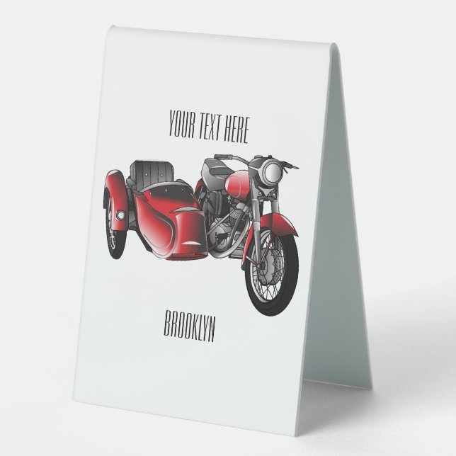 Sidecar motorcycle cartoon illustration  (Front)