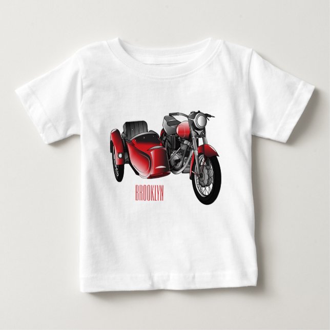 Sidecar motorcycle cartoon illustration  baby T-Shirt (Front)