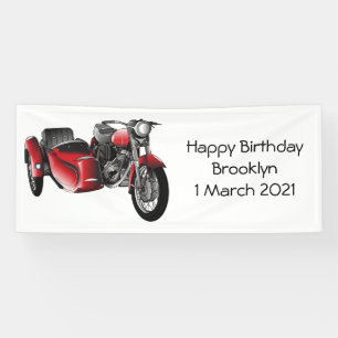 Sidecar motorcycle cartoon illustration banner