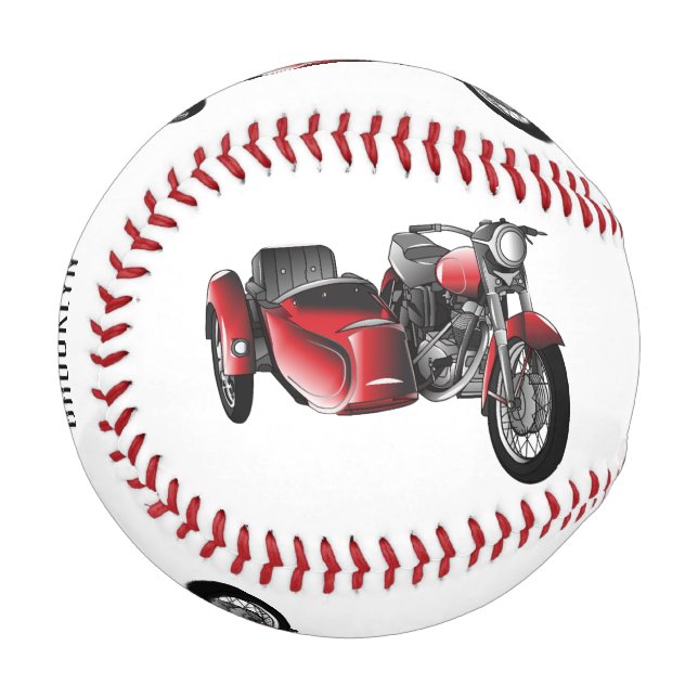 Sidecar motorcycle cartoon illustration  baseball (Front Left)