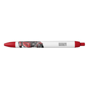 Sidecar motorcycle cartoon illustration black ink pen